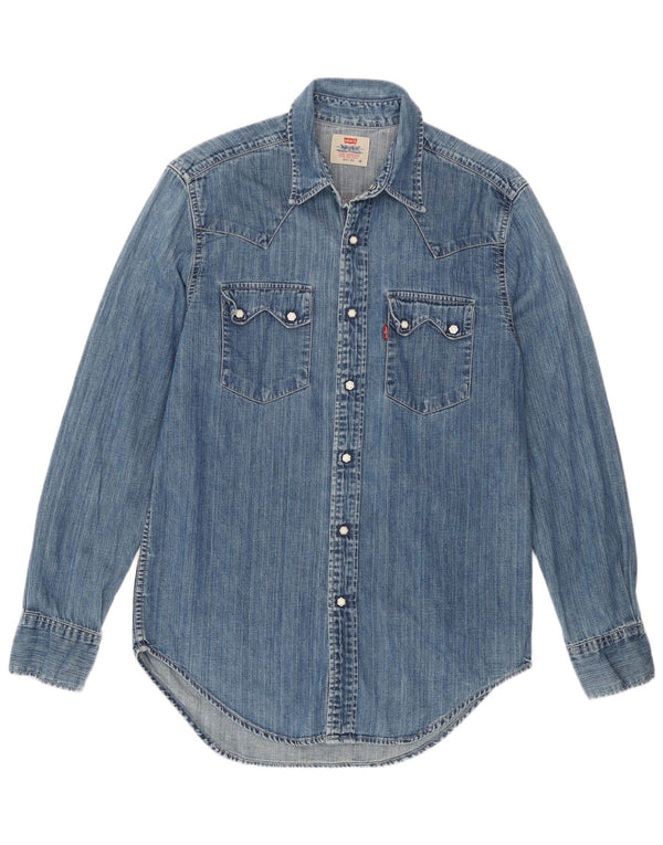 Camisa jeans masculina Levi's de algodão azul médio