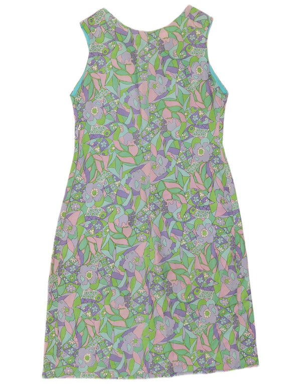 VINTAGE Womens Sleeveless Sheath Dress UK 12 Medium Green Floral