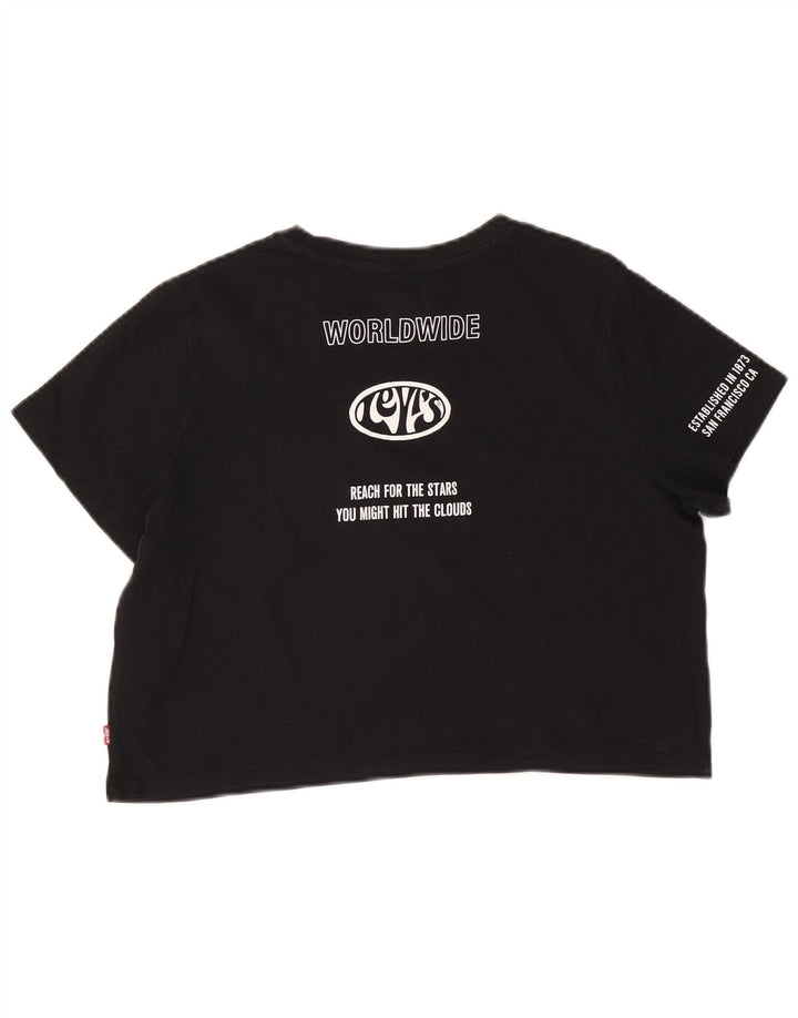 Camiseta feminina com estampa cropped LEVI'S Reino Unido 14 algodão preto médio