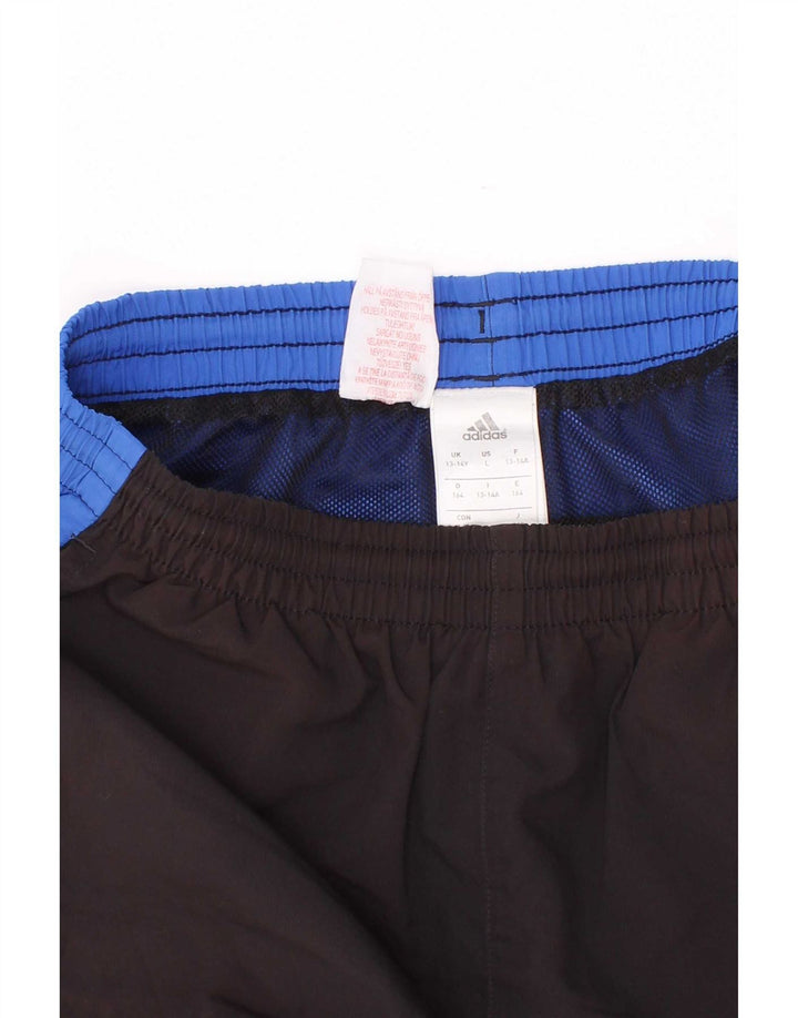 Shorts esportivos masculinos Adidas 13-14 anos preto colorblock poliéster