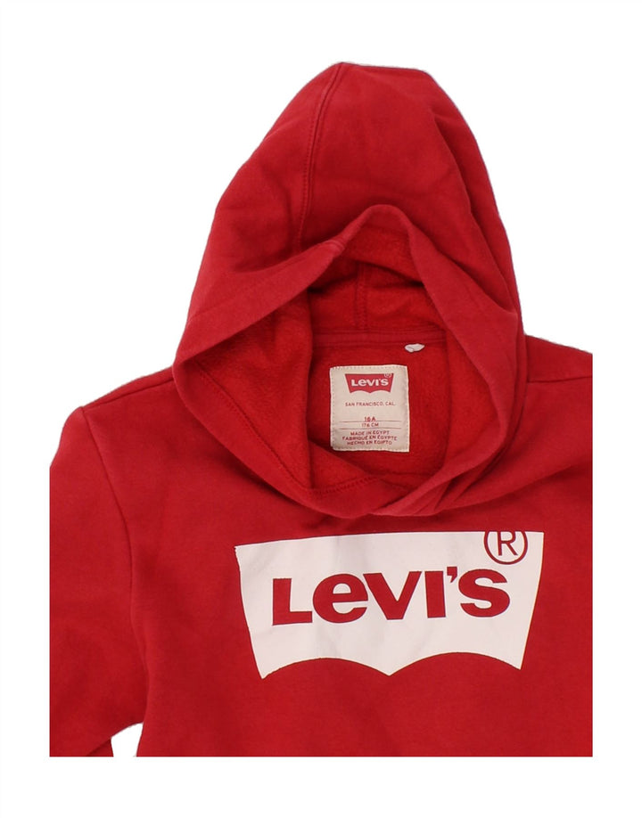LEVI'S Boys Graphic Hoodie Jumper 15-16 Years Red Vintage Levi's and Second-Hand Levi's from Messina Hembry 