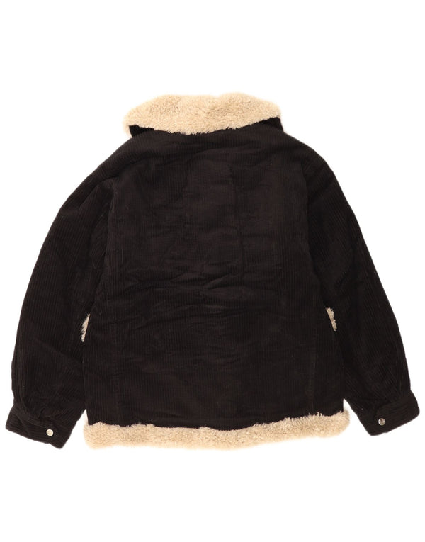 Jaqueta feminina de veludo cotelê Topshop UK 8 pequeno bloco colorido preto