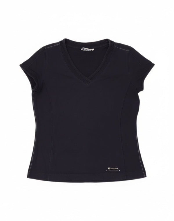 Camiseta feminina Champion Easy Fit Top UK 10 pequena algodão azul marinho