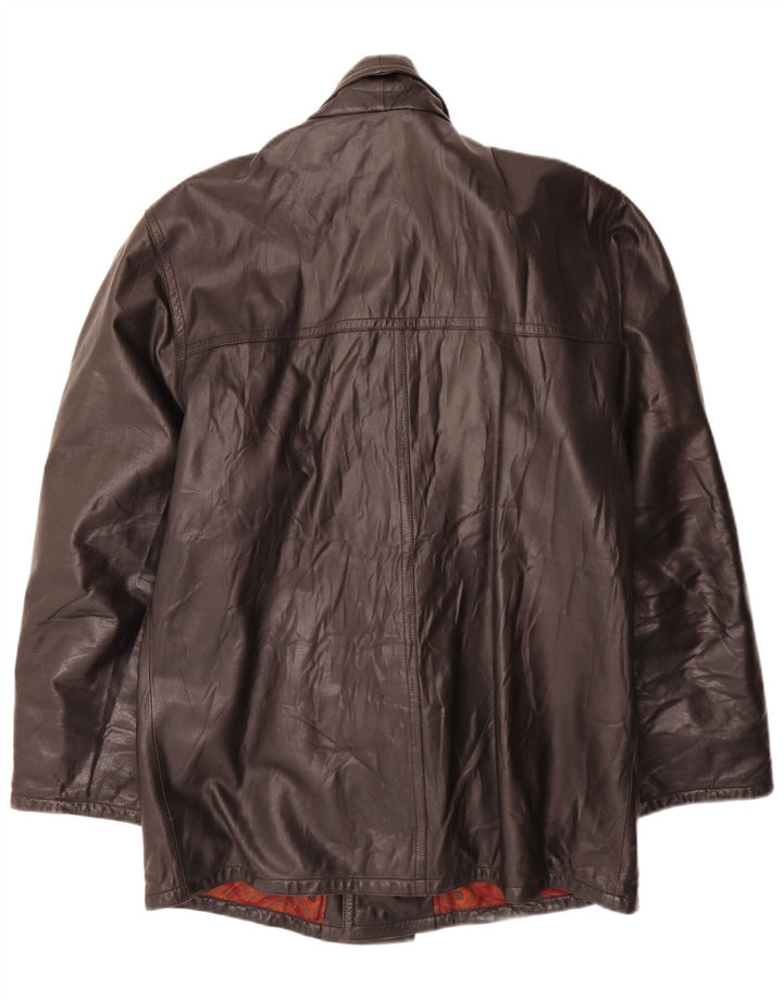 Jaqueta de couro masculina vintage IT 50 grande preta