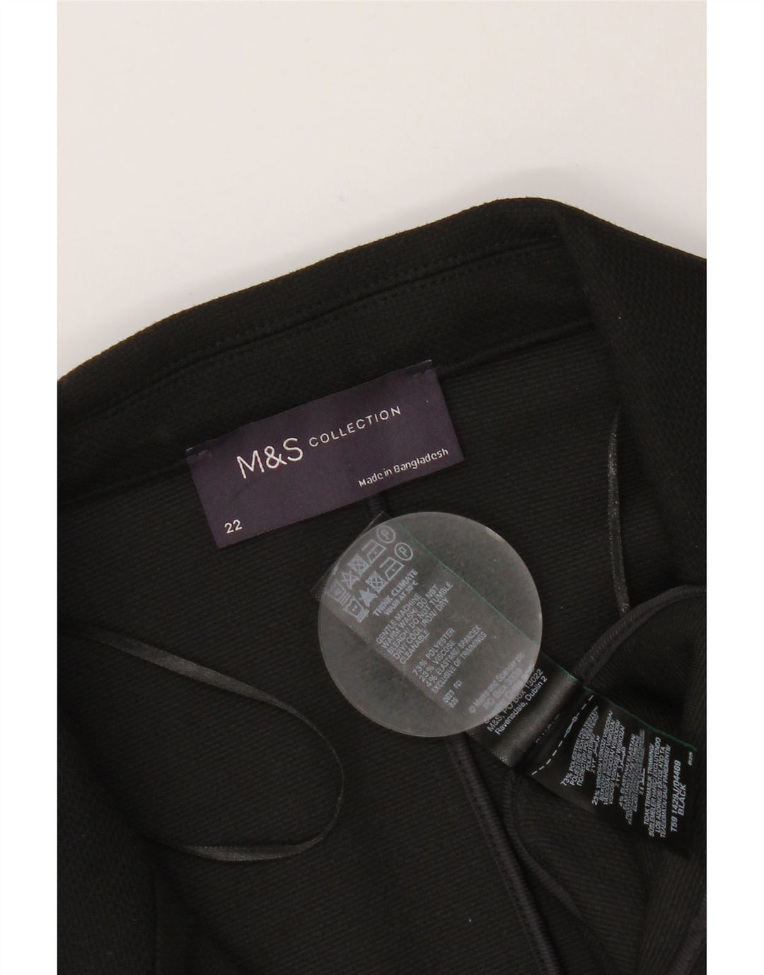 Jaqueta blazer feminina MARKS & SPENCER com 1 botão Reino Unido 22 3XL poliéster preto