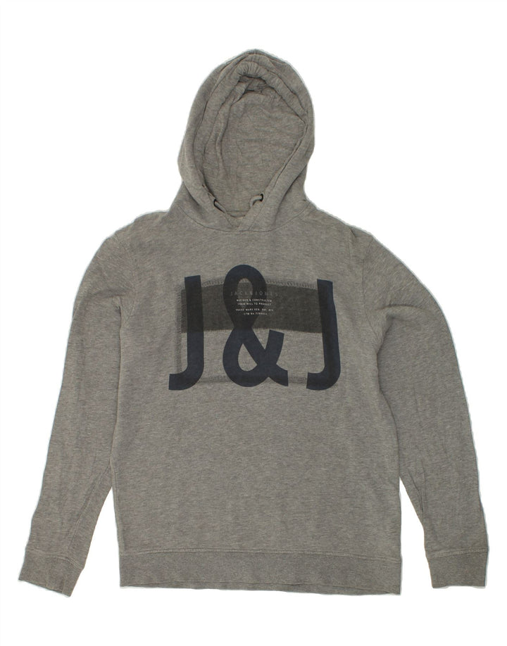 JACK & JONES Mens Graphic Hoodie Jumper Large Grey Cotton Vintage Jack & Jones and Second-Hand Jack & Jones from Messina Hembry 