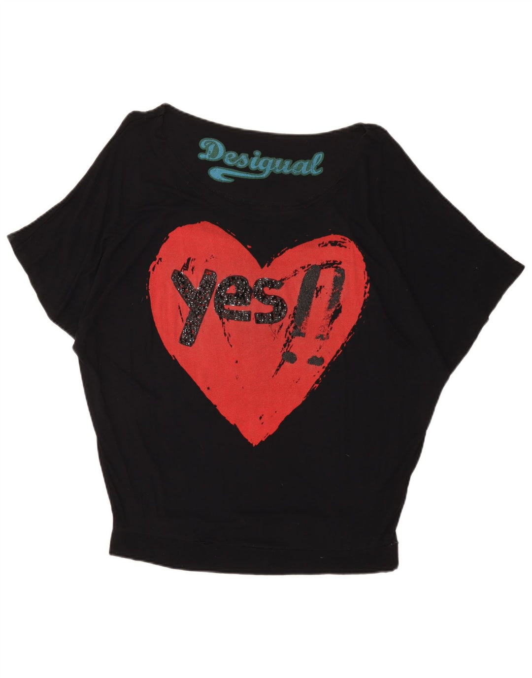 Blusa feminina DESIGUAL com estampa oversized UK 16 grande preta