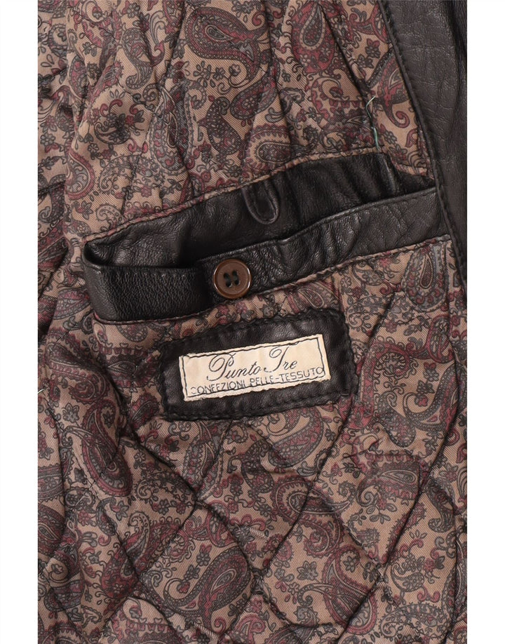 Jaqueta de couro masculina vintage UK 36 pequena couro preto