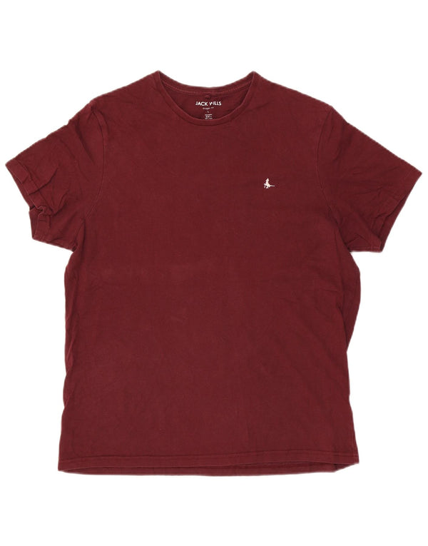 Jack Wills Mens Classic Fit Camiseta Top Grande Algodão Borgonha