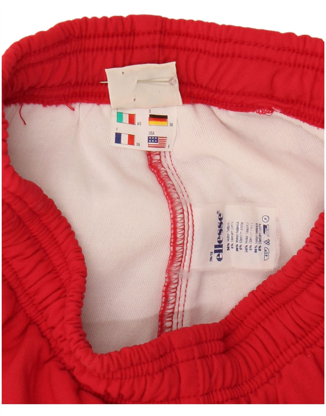 Ellesse Calça corta-vento feminina com estribo EUA 6 nylon vermelho médio