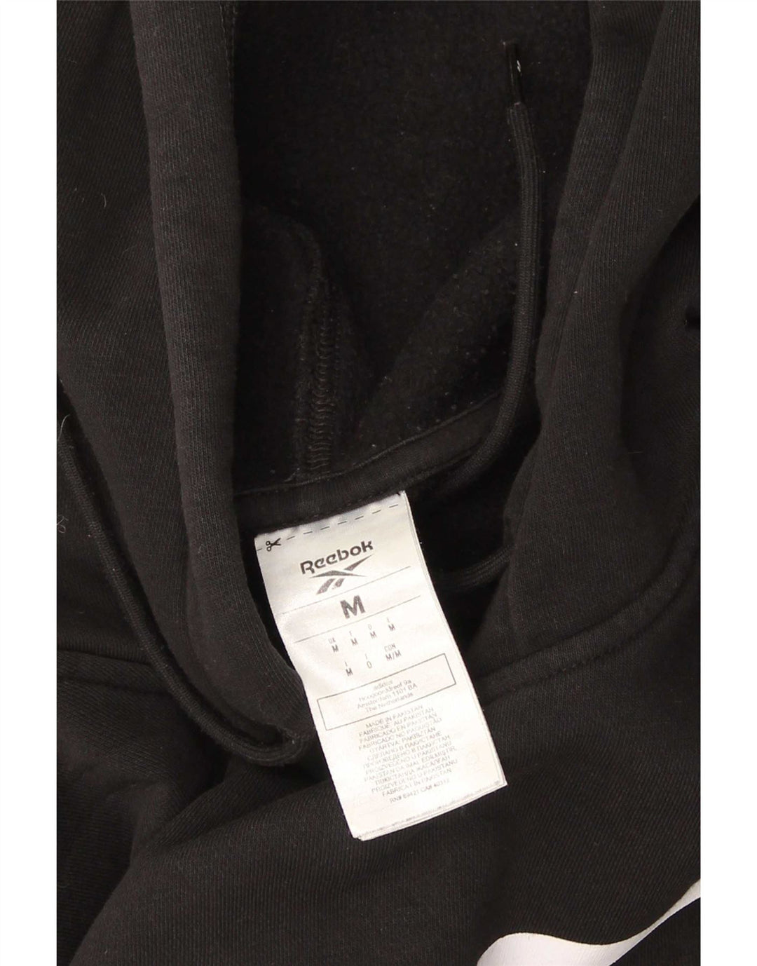 Reebok Mens Graphic Hoodie Jumper Médio Algodão Preto