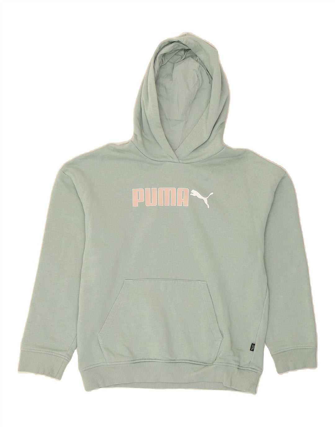 PUMA Boys Graphic Hoodie Jumper 13-14 Years Green Cotton Vintage Puma and Second-Hand Puma from Messina Hembry 
