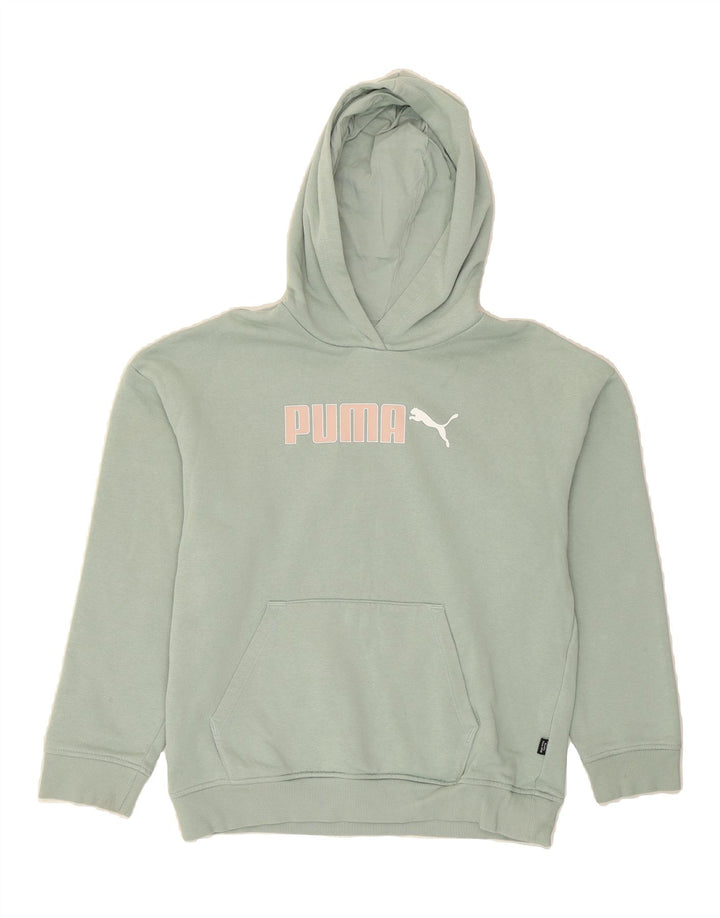 PUMA Boys Graphic Hoodie Jumper 13-14 Years Green Cotton Vintage Puma and Second-Hand Puma from Messina Hembry 