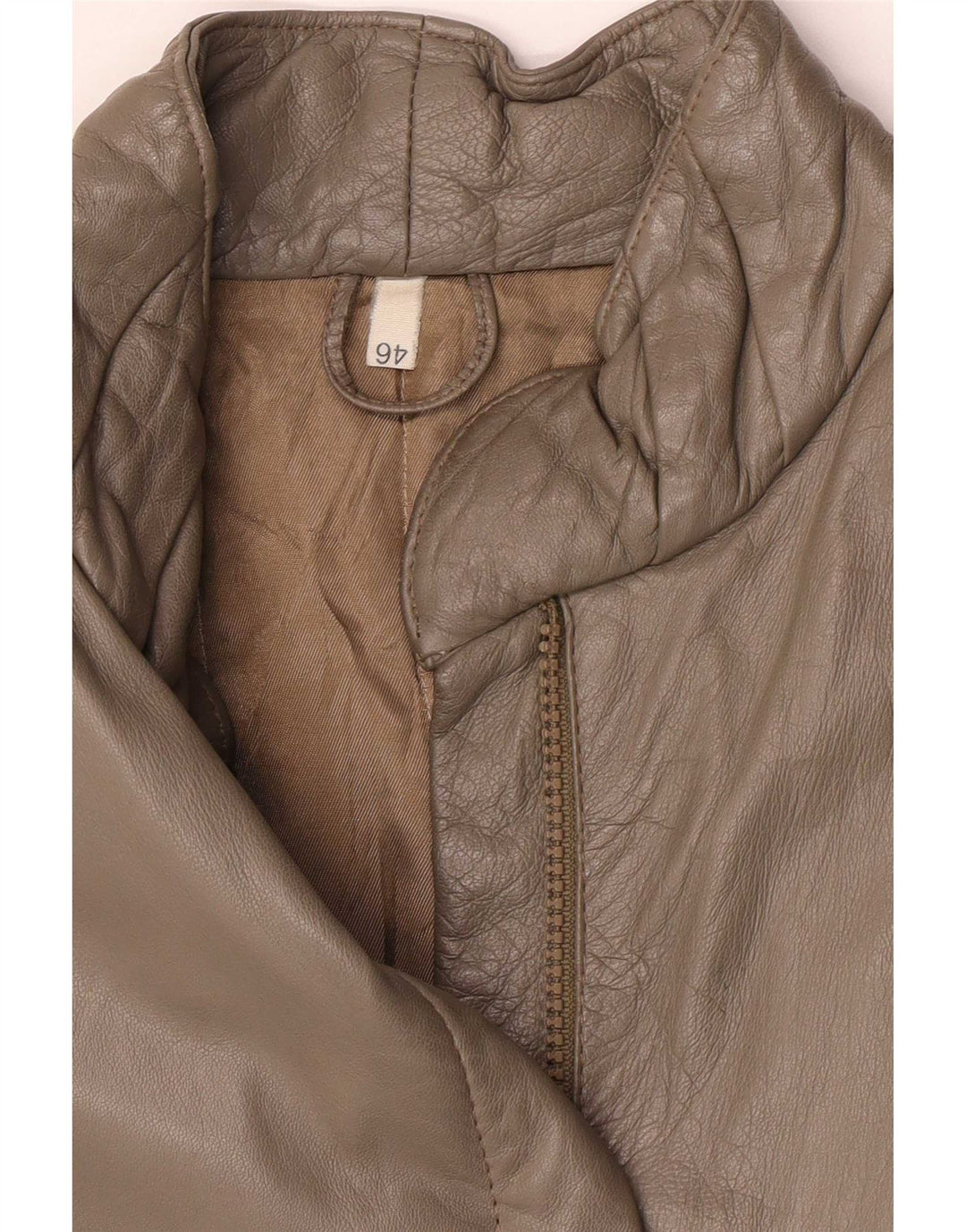 Jaqueta feminina vintage de ajuste regular IT 46 grande couro cinza clássico