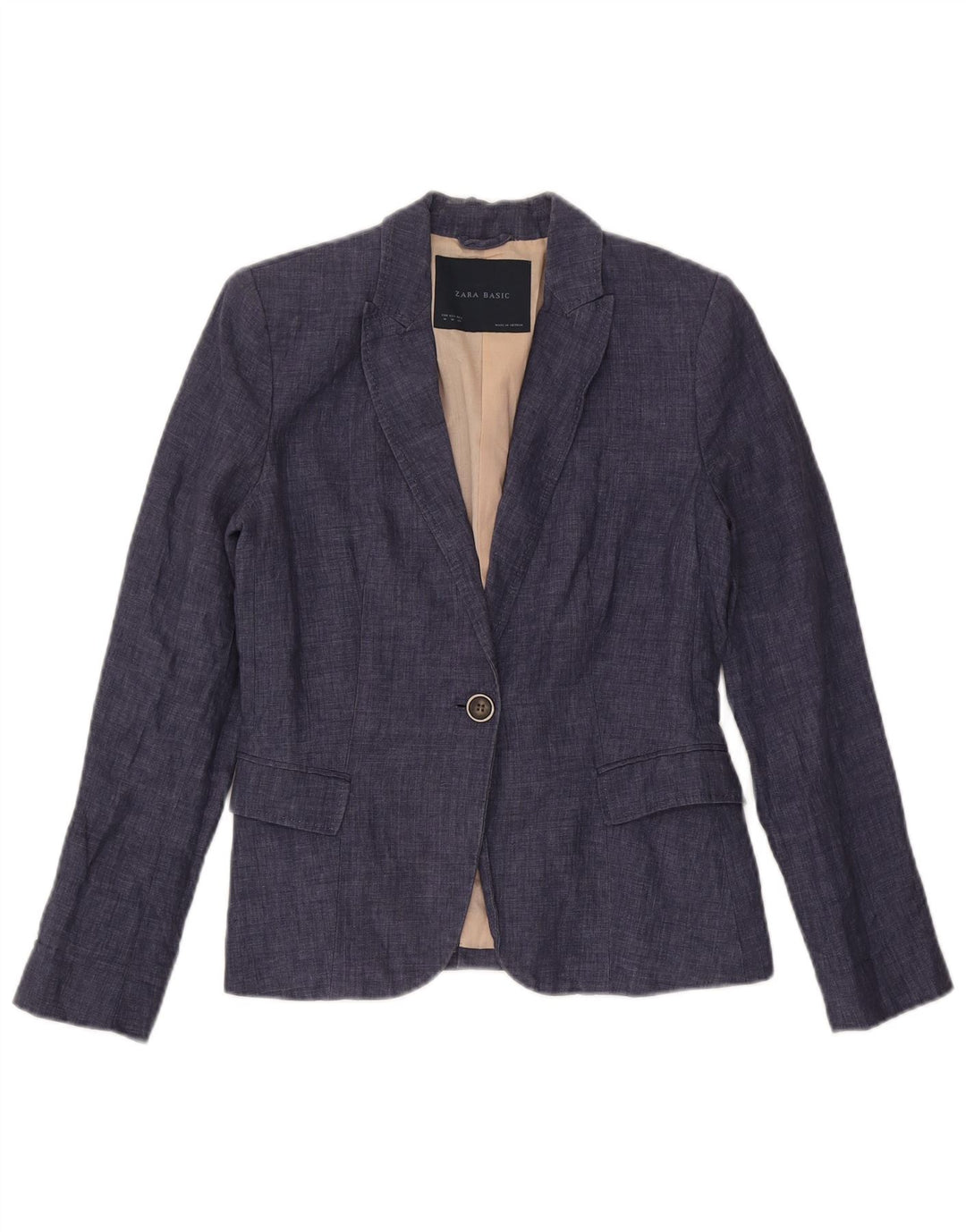 Jaqueta blazer feminina Zara com 1 botão Reino Unido 12 médio azul marinho