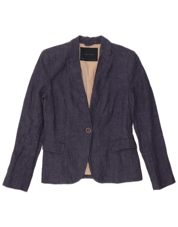 Jaqueta blazer feminina Zara com 1 botão Reino Unido 12 médio azul marinho