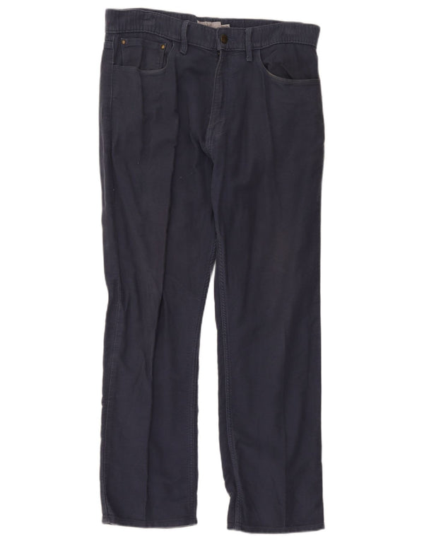 Calça casual masculina Marks & Spencer de ajuste regular W32 L29 algodão azul marinho