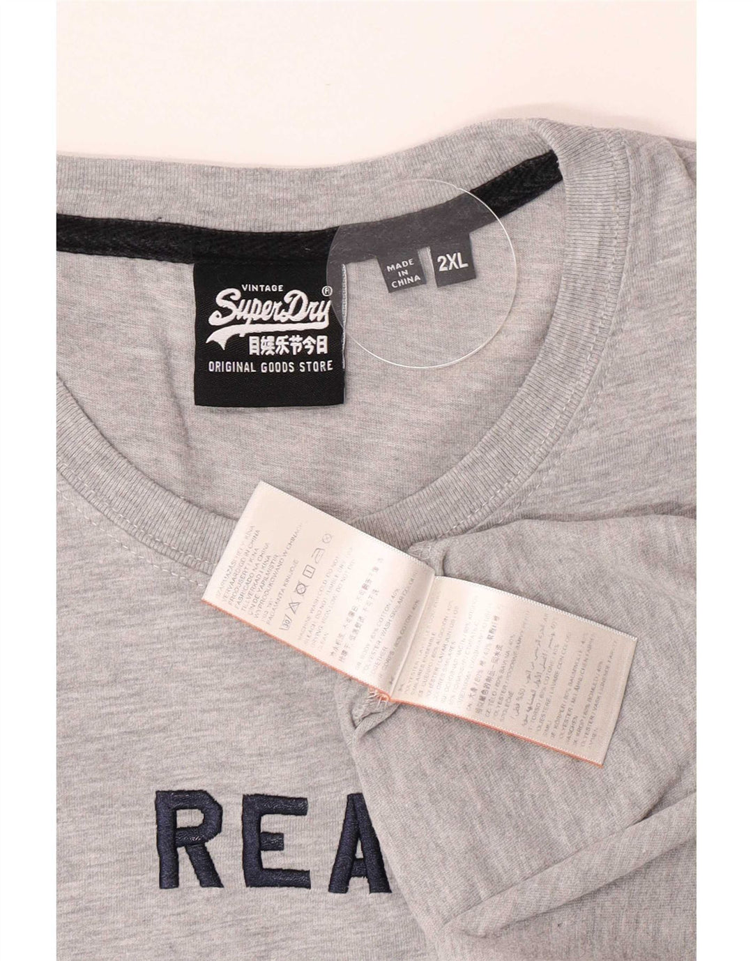 Camiseta gráfica masculina Superdry Top 2XL algodão cinza