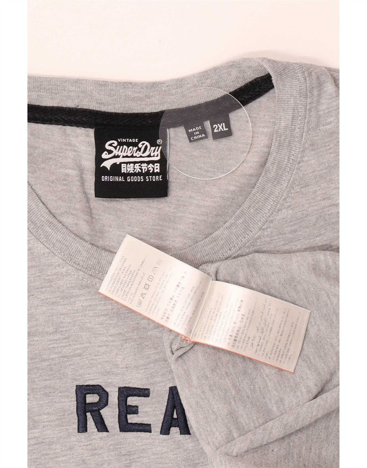 Camiseta gráfica masculina Superdry Top 2XL algodão cinza