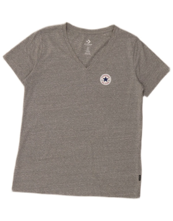 Camiseta Converse Feminina Classic Fit Top UK 10 Pequena Cinza Flecked