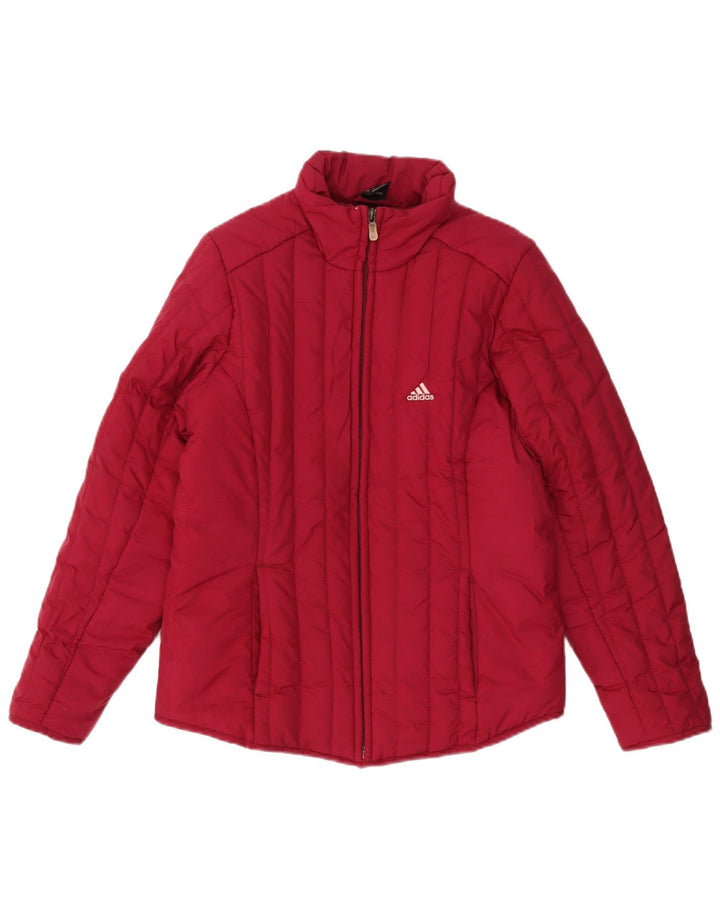 Jaqueta acolchoada feminina Adidas UK 10 pequeno poliéster vermelho