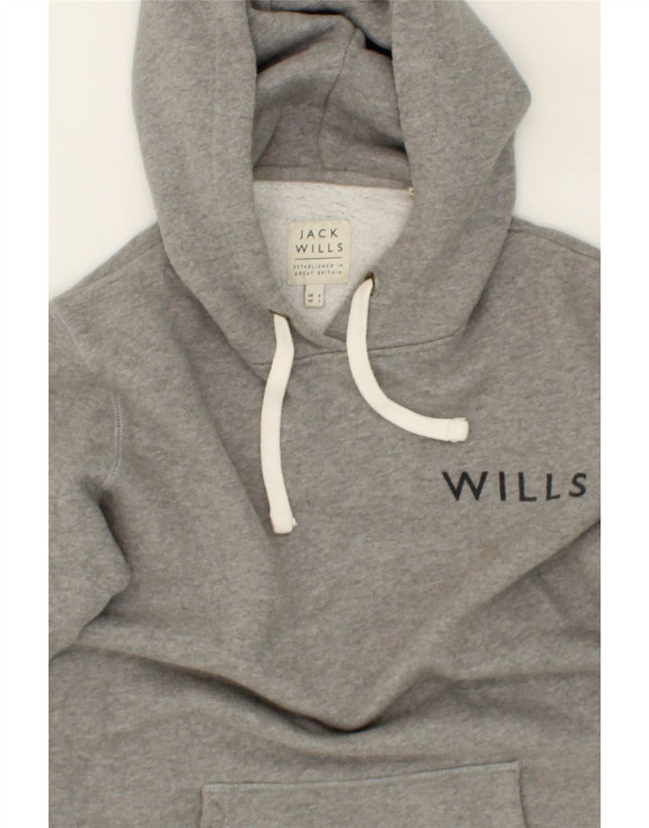 JACK WILLS Womens Graphic Hoodie Jumper UK 6 XS  Grey Cotton Vintage Jack Wills and Second-Hand Jack Wills from Messina Hembry 