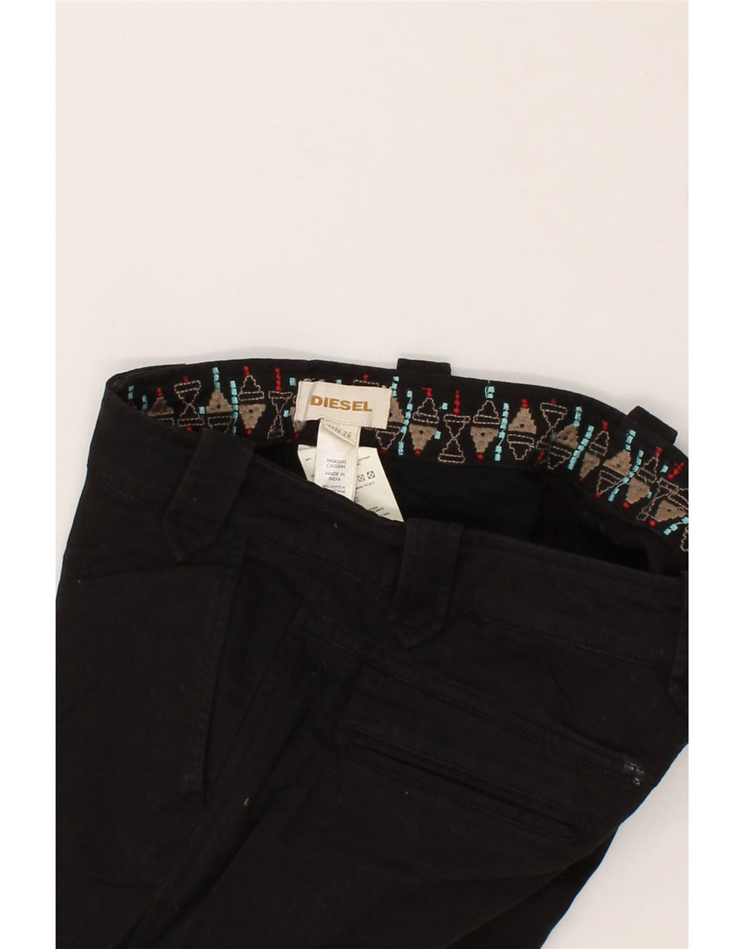 DIESEL Womens Slim Chino Trousers W26 L28  Black Cotton Vintage Diesel and Second-Hand Diesel from Messina Hembry 