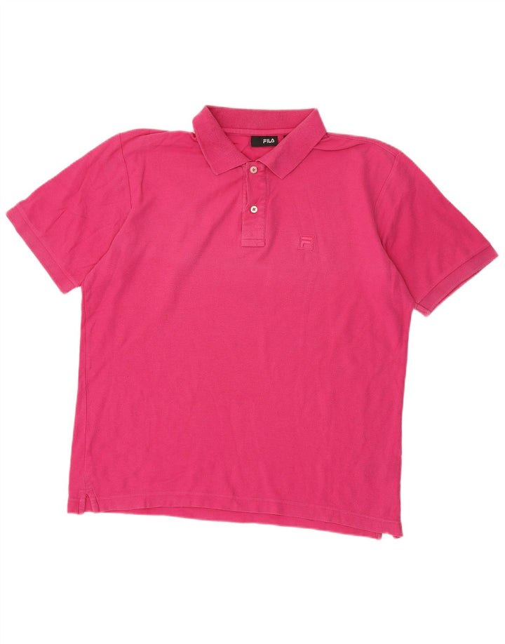 Camisa polo masculina FILA algodão rosa médio