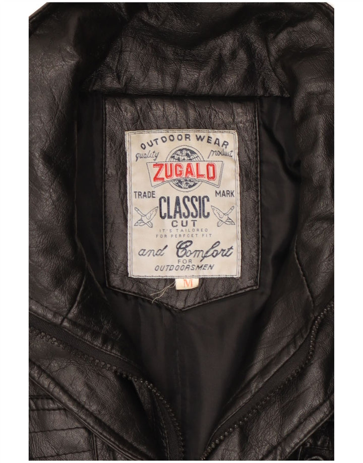 Jaqueta de couro masculina vintage UK 38 média preta