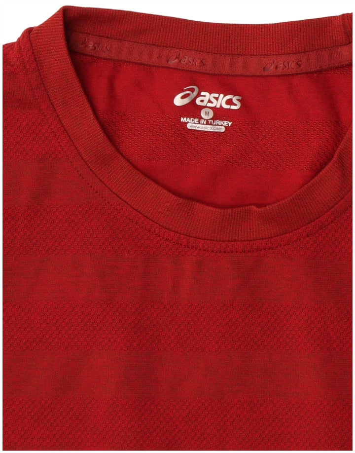 Camiseta masculina ASICS Top médio listrado vermelho