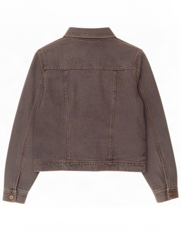 Jaqueta jeans feminina vintage Reino Unido 14 cinza médio