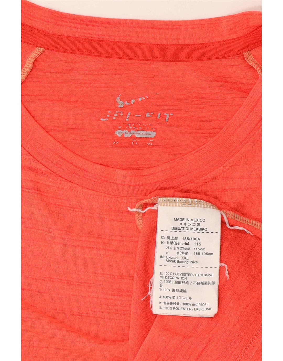 Camiseta masculina Nike Dri Fit Top 2XL poliéster manchado laranja