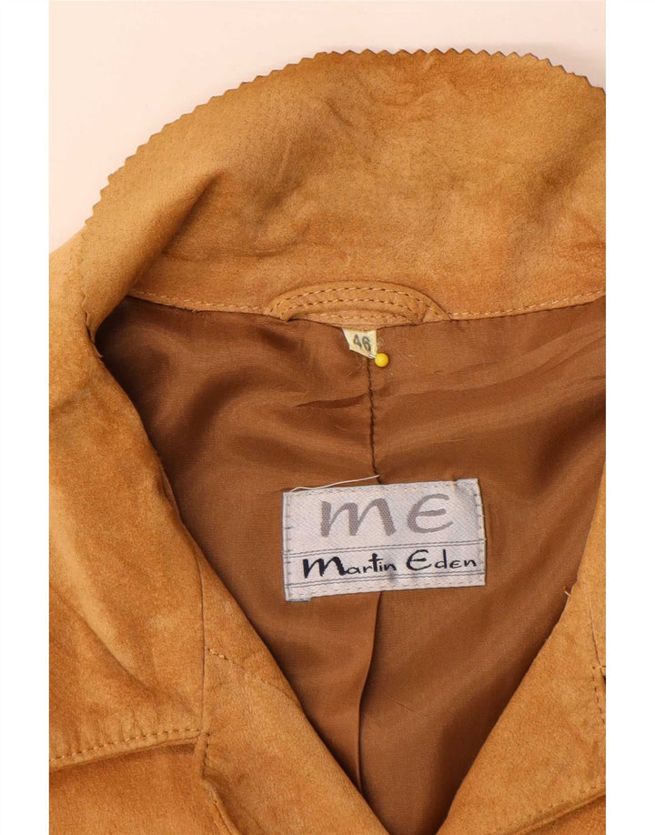 Jaqueta blazer feminina Martin Eden camurça com 4 botões IT 48 XL couro bege