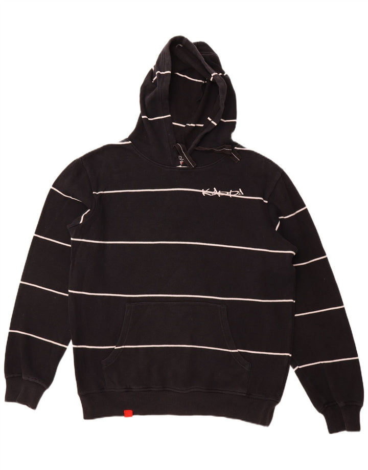 KAPPA moletom com capuz masculino grande algodão listrado azul marinho