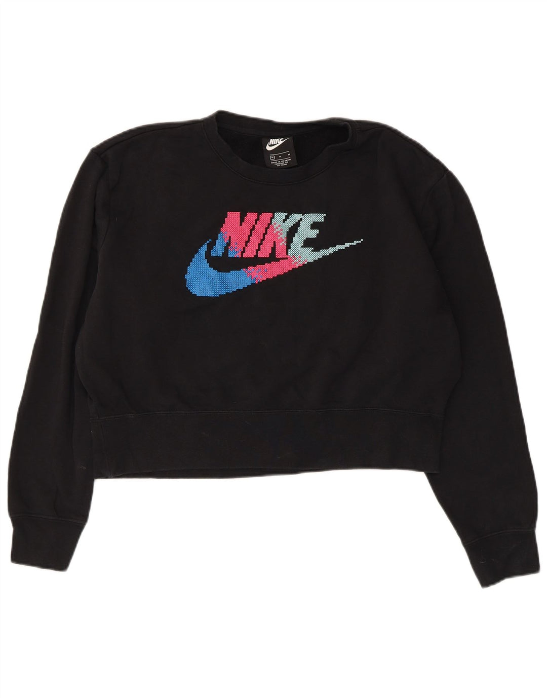 Moletom feminino Nike Oversized Crop Graphic Jumper UK 14 Médio Preto
