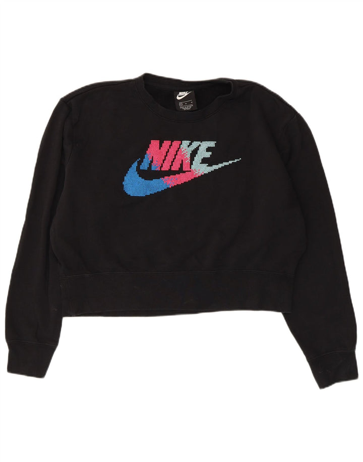 Moletom feminino Nike Oversized Crop Graphic Jumper UK 14 Médio Preto