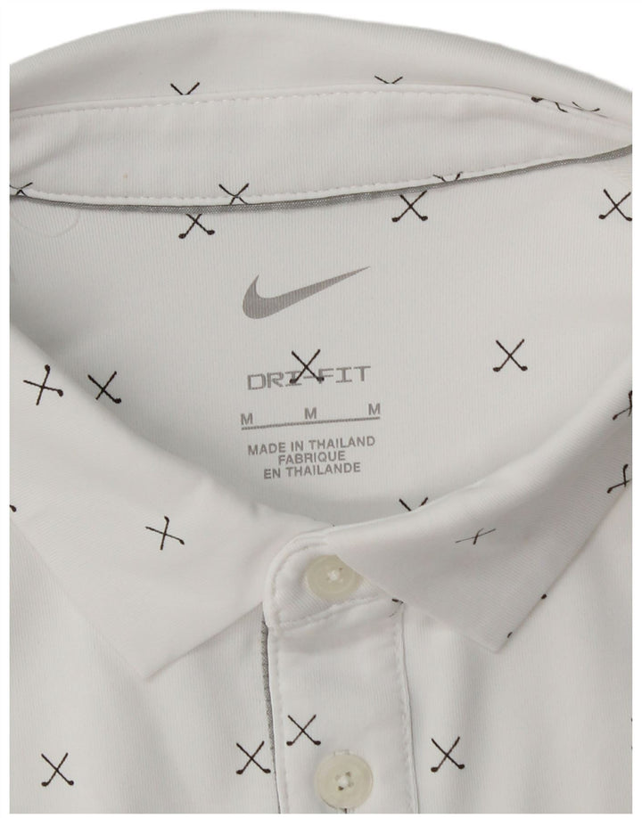 Camisa polo masculina Nike Dri Fit média branca geométrica poliéster