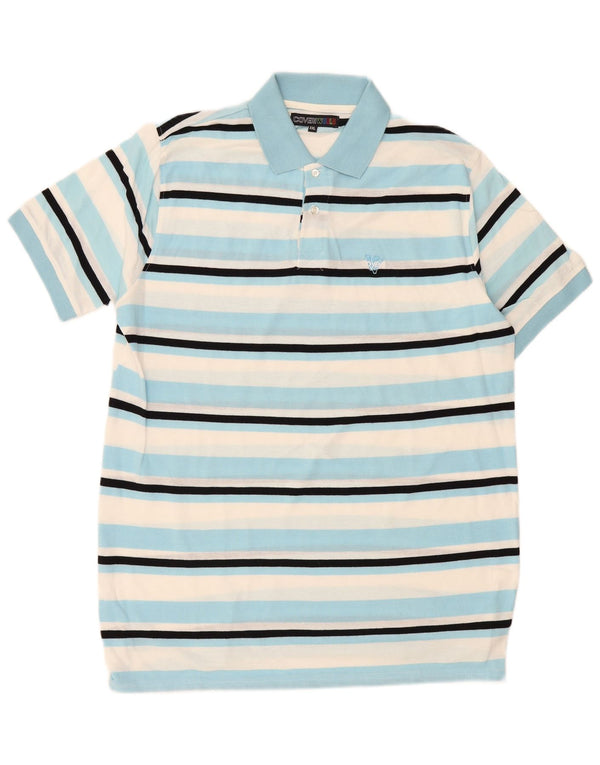 Camisa polo masculina Coveri 2XL algodão listrado azul