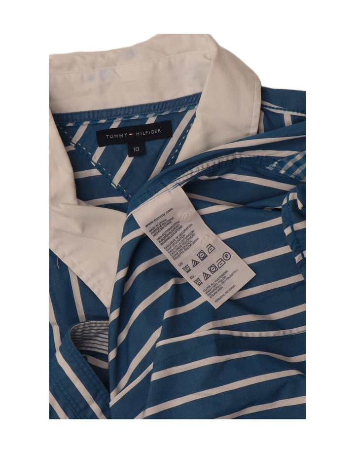 Camisa feminina TOMMY HILFIGER US 10 grande algodão listrado azul
