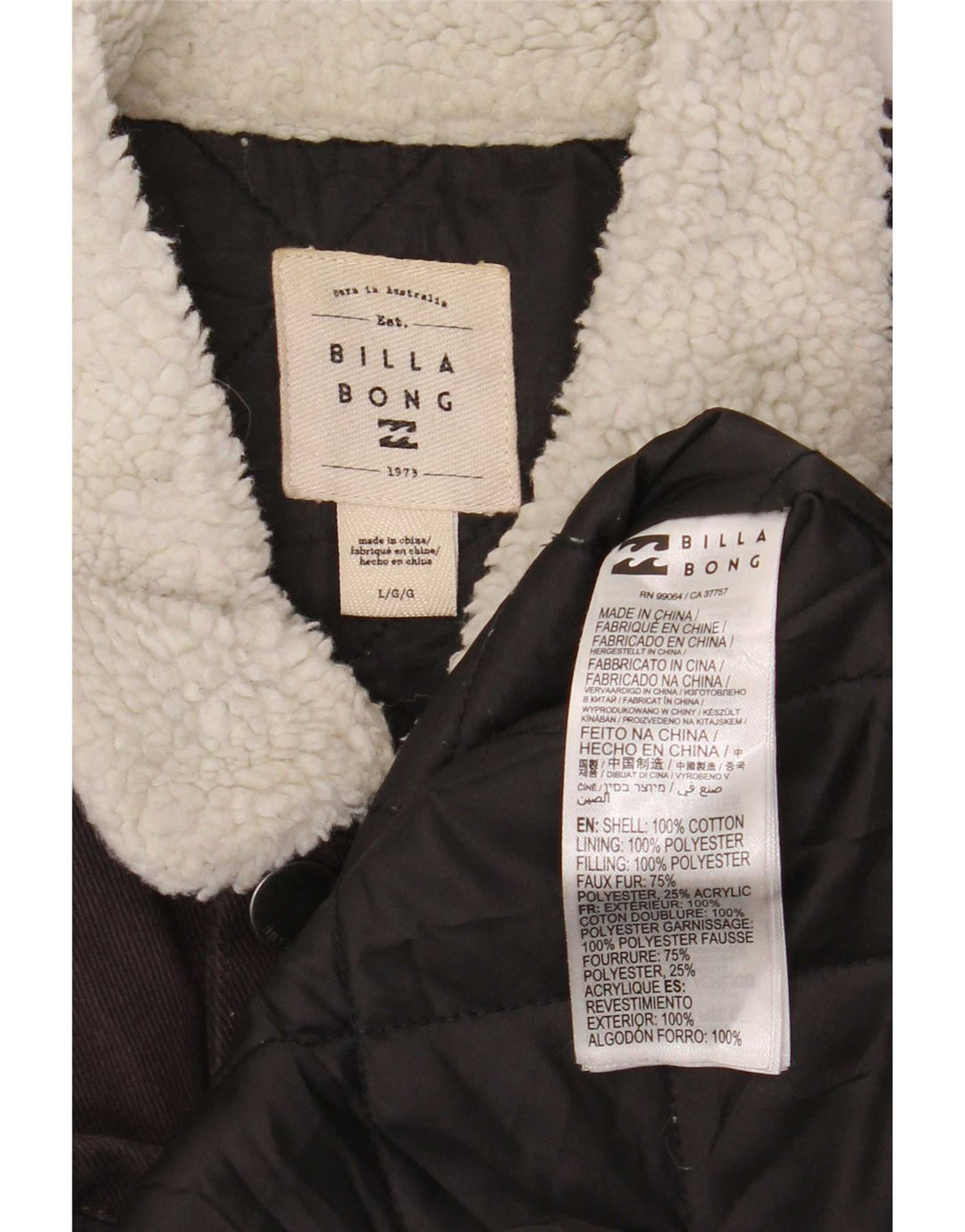 Jaqueta jeans masculina Billabong Regular Fit UK 40 grande algodão cinza