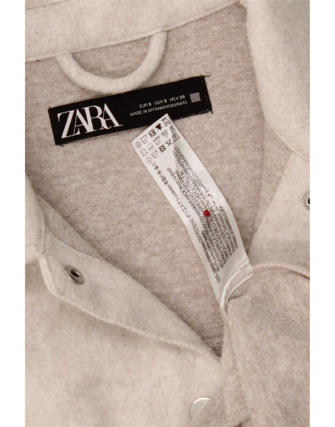 Camisa feminina de flanela grande Zara UK 10 poliéster cinza pequeno