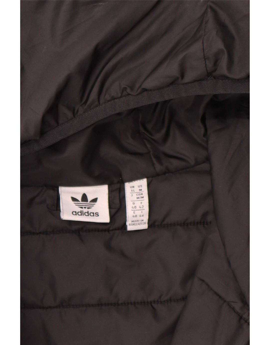 Jaqueta acolchoada com capuz feminina Adidas UK 14 grande poliéster preto