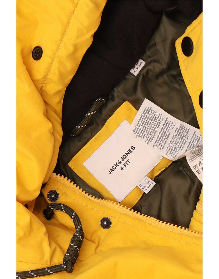 Jaqueta parka masculina com capuz Jack & Jones Reino Unido 46 3XL poliéster amarelo