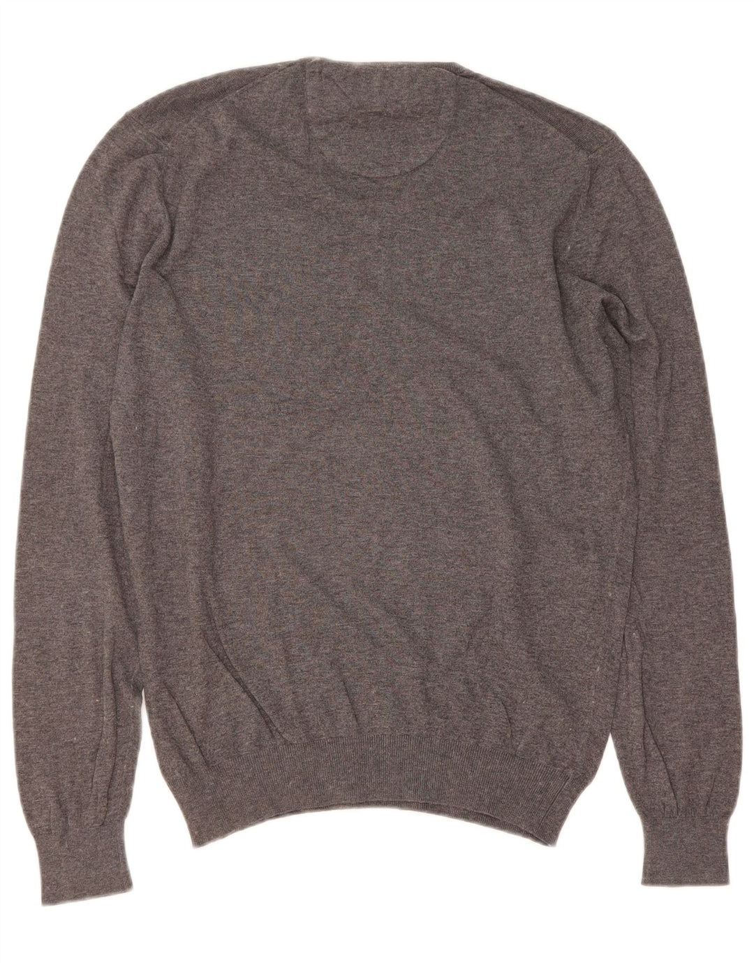 Suéter masculino MASSIMO DUTTI com decote em V de algodão cinza médio