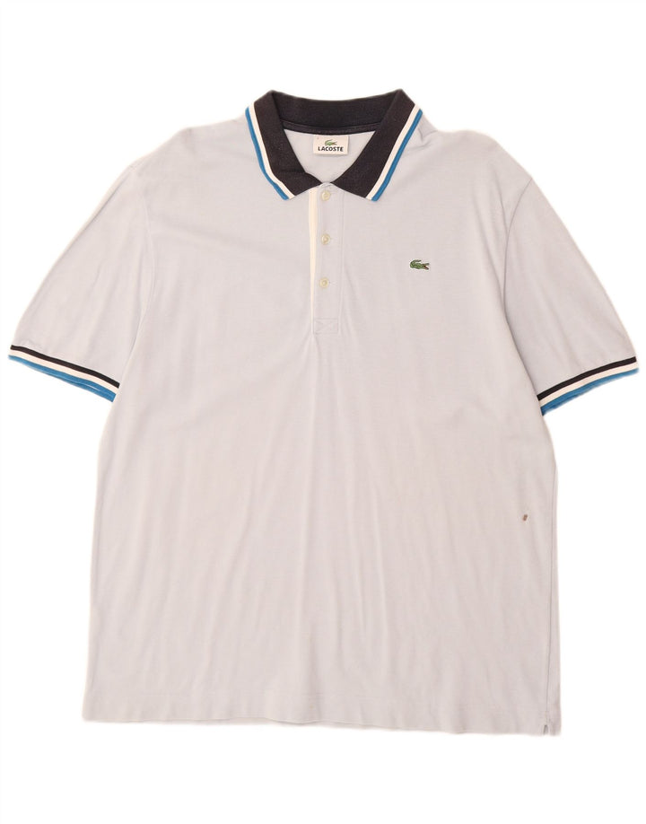 Camisa polo masculina Lacoste tamanho 7 2XL algodão azul