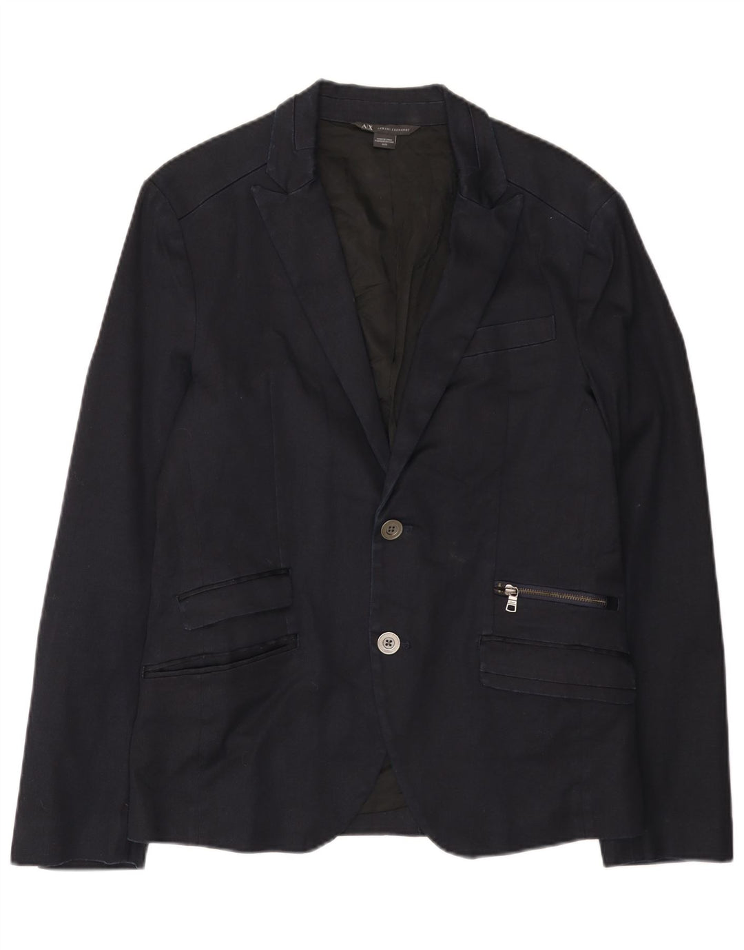Jaqueta Blazer Masculina Armani Exchange com 2 Botões Reino Unido 38 Algodão Azul Marinho Médio