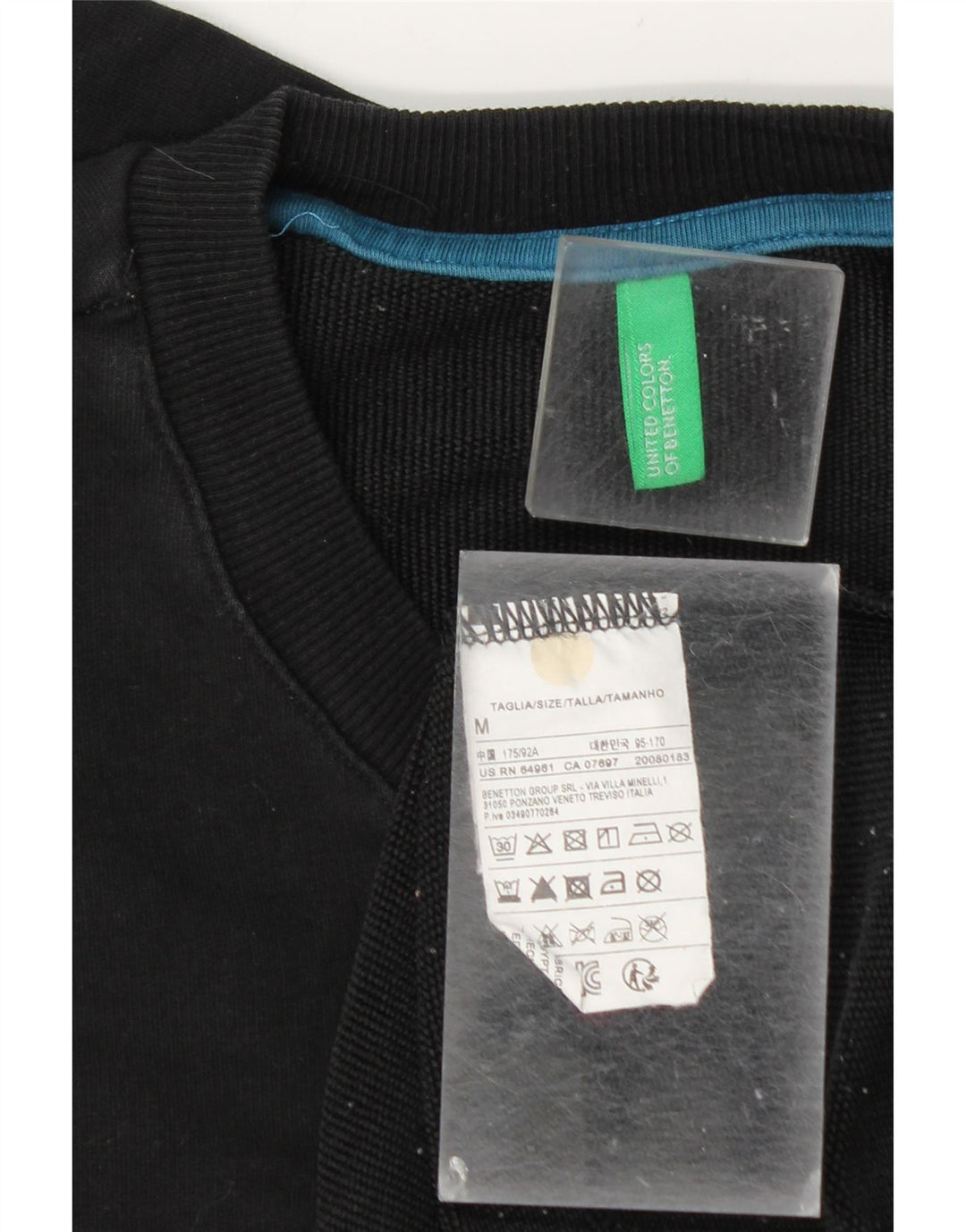 Benetton moletom gráfico masculino jumper médio algodão preto