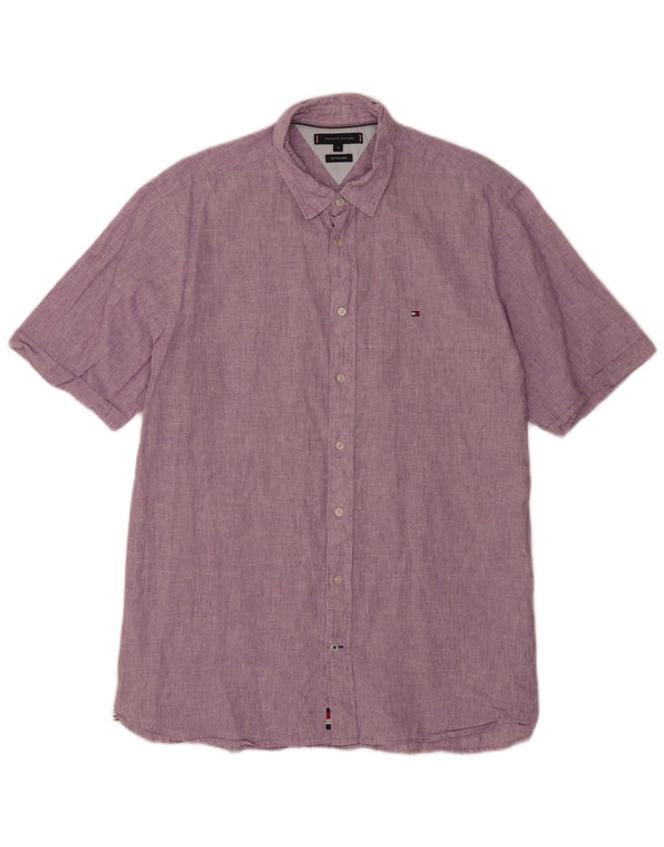 Camisa masculina de manga curta Tommy Hilfiger XL roxo linho