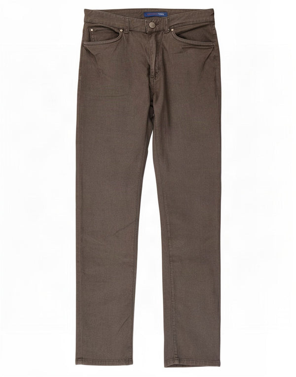 Trussardi Calça jeans feminina regular fit reta W30 L32 algodão cinza