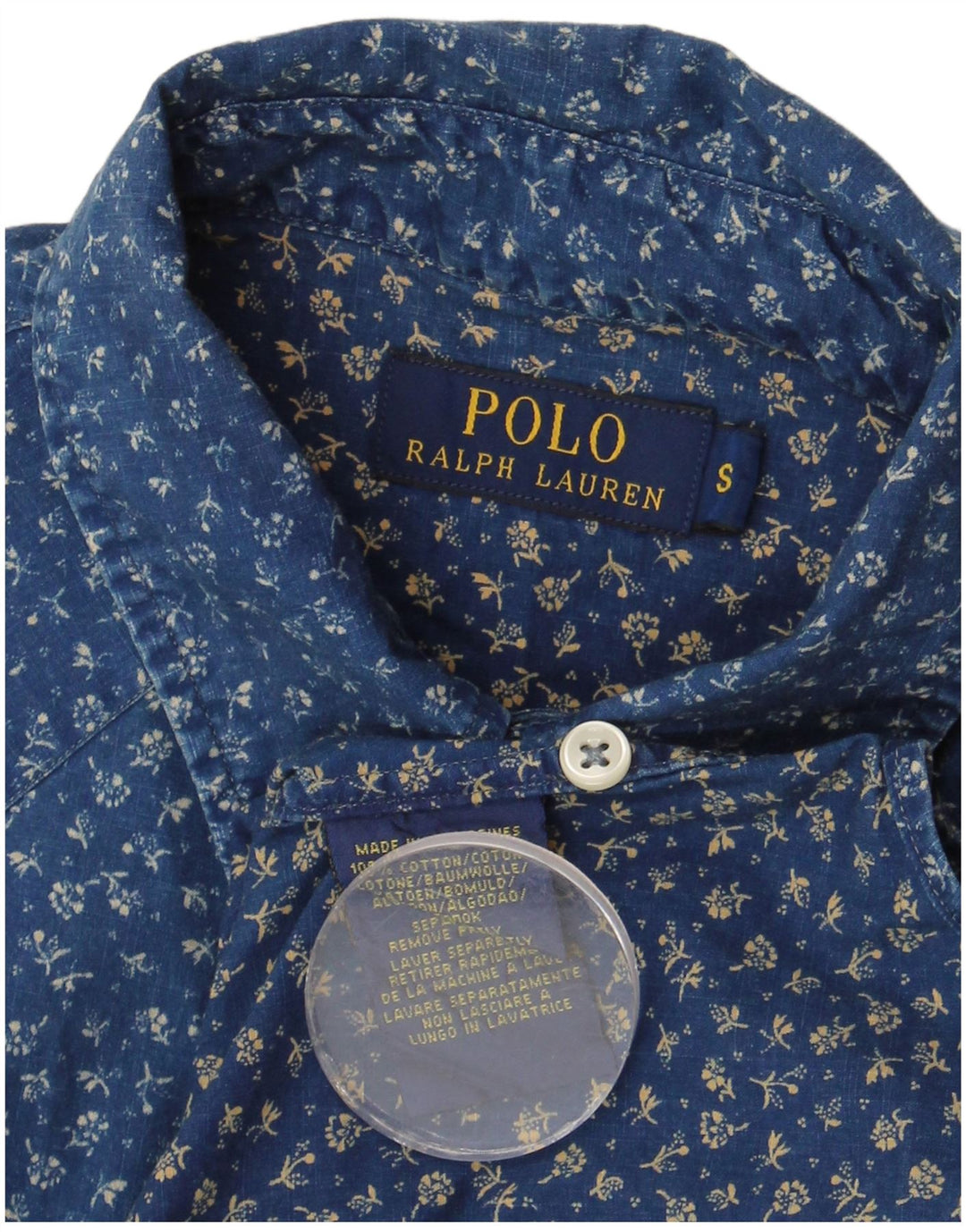 Camisa masculina POLO RALPH LAUREN pequena azul algodão